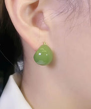 Load image into Gallery viewer, Simple Avocado Green Overgild Hoop Earrings