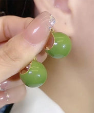 Load image into Gallery viewer, Simple Avocado Green Overgild Hoop Earrings