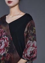 Load image into Gallery viewer, Simple Black Asymmetrical Patchwork Side Open Chiffon Dresses Summer