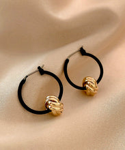 Load image into Gallery viewer, Simple Black Copper Overgild Hoop Earrings