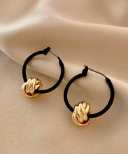 Load image into Gallery viewer, Simple Black Copper Overgild Hoop Earrings