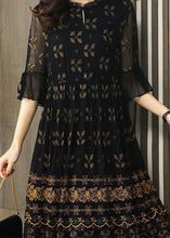 Load image into Gallery viewer, Simple Black Embroidered Patchwork Tulle Maxi Dresses Summer