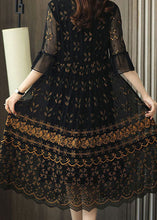 Load image into Gallery viewer, Simple Black Embroidered Patchwork Tulle Maxi Dresses Summer