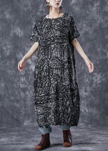 Load image into Gallery viewer, Simple Black Oversized Print Linen Robe Dresses Summer