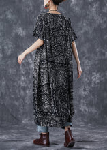 Load image into Gallery viewer, Simple Black Oversized Print Linen Robe Dresses Summer