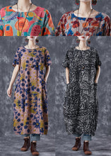 Load image into Gallery viewer, Simple Black Oversized Print Linen Robe Dresses Summer