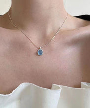 Load image into Gallery viewer, Simple Blue Alloy Gem Stone Pendant Necklace