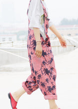 Load image into Gallery viewer, Simple Blue Oversized Maple Leaves Print Pockets Cotton Jumpsuits Spring