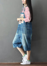 Load image into Gallery viewer, Simple Blue Oversized Patchwork Applique Cotton Denim Jumpsuits Summer