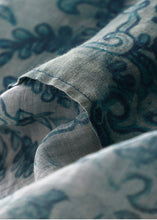 Load image into Gallery viewer, Simple Blue Oversized Print Linen Shirt Tops Lantern Sleeve