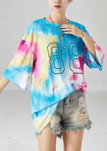 Load image into Gallery viewer, Simple Blue Oversized Tie Dye Cotton Tops Summer