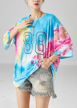 Load image into Gallery viewer, Simple Blue Oversized Tie Dye Cotton Tops Summer