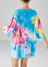 Load image into Gallery viewer, Simple Blue Oversized Tie Dye Cotton Tops Summer