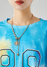 Load image into Gallery viewer, Simple Blue Oversized Tie Dye Cotton Tops Summer