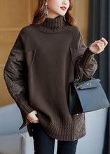 Load image into Gallery viewer, Simple Chocolate Turtleneck Patchwork Loose Fall Knit sweaters