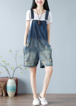 Load image into Gallery viewer, Simple Denim Blue Oversized Cotton Shorts Jumpsuit Ripped Jeans Summer