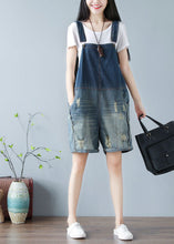 Load image into Gallery viewer, Simple Denim Blue Oversized Cotton Shorts Jumpsuit Ripped Jeans Summer