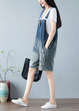 Load image into Gallery viewer, Simple Denim Blue Oversized Cotton Shorts Jumpsuit Ripped Jeans Summer