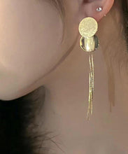 Load image into Gallery viewer, Simple Gold Copper Overgild Circle Tassel Drop Earrings