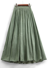 Load image into Gallery viewer, Simple Green Solid Elastic Waist Cotton Skirt Summer