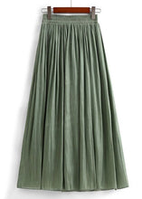 Load image into Gallery viewer, Simple Green Solid Elastic Waist Cotton Skirt Summer