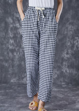 Load image into Gallery viewer, Simple Grey Plaid Pockets Linen Harem Pants Fall