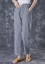 Load image into Gallery viewer, Simple Grey Plaid Pockets Linen Harem Pants Fall