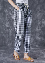 Load image into Gallery viewer, Simple Grey Plaid Pockets Linen Harem Pants Fall