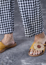 Load image into Gallery viewer, Simple Grey Plaid Pockets Linen Harem Pants Fall