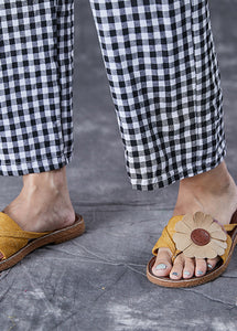 Simple Grey Plaid Pockets Linen Harem Pants Fall