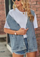 Load image into Gallery viewer, Simple Light Blue V Neck Button Loose Denim Vest Fall