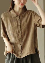 Load image into Gallery viewer, Simple Loose White Peter Pan Collar Linen Shirt Summer