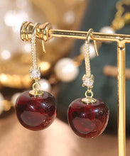 Load image into Gallery viewer, Simple Mulberry Copper Overgild Zircon Cherry Drop Earrings