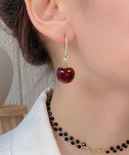 Load image into Gallery viewer, Simple Mulberry Copper Overgild Zircon Cherry Drop Earrings