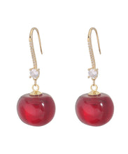 Load image into Gallery viewer, Simple Mulberry Copper Overgild Zircon Cherry Drop Earrings