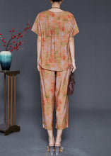 Load image into Gallery viewer, Simple Orange Oversized Tie Dye Linen Two Piece Set Outfits Summer