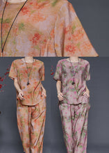 Load image into Gallery viewer, Simple Orange Oversized Tie Dye Linen Two Piece Set Outfits Summer