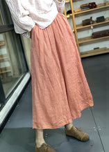 Load image into Gallery viewer, Simple Orange Pockets Elastic Waist Linen Wide Leg Pants Summer