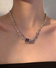 Load image into Gallery viewer, Simple Purple Sterling Silver Crystal Pendant Necklace