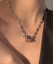 Load image into Gallery viewer, Simple Purple Sterling Silver Crystal Pendant Necklace