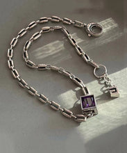 Load image into Gallery viewer, Simple Purple Sterling Silver Crystal Pendant Necklace