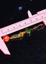 Load image into Gallery viewer, Simple Red Gem Stone Phoenix Gilding Drop Earrings