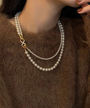 Load image into Gallery viewer, Simple Silk Sterling Silver Round Pearl Sweater Graduated Bead Necklace