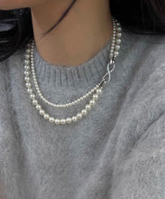 Load image into Gallery viewer, Simple Silk Sterling Silver Round Pearl Sweater Graduated Bead Necklace