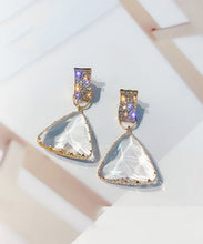 Load image into Gallery viewer, Simple White Alloy Zircon Triangle Crystal Drop Earrings