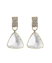 Load image into Gallery viewer, Simple White Alloy Zircon Triangle Crystal Drop Earrings