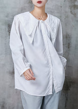 Load image into Gallery viewer, Simple White Double-layer Collar Cotton Shirt Tops Spring