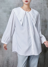 Load image into Gallery viewer, Simple White Double-layer Collar Cotton Shirt Tops Spring