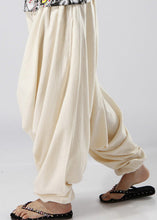 Load image into Gallery viewer, Simple White Elastic Waist Solid Cotton Lantern Pants Summer