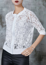 Load image into Gallery viewer, Simple White Hollow Out Lace Shirt Summer